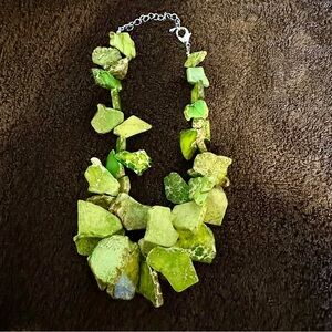 Turquoise green genuine stone necklace. Statement piece!!